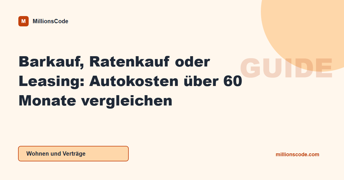 Barkauf, Ratenkauf oder Leasing: Autokosten über 60 Monate vergleichen