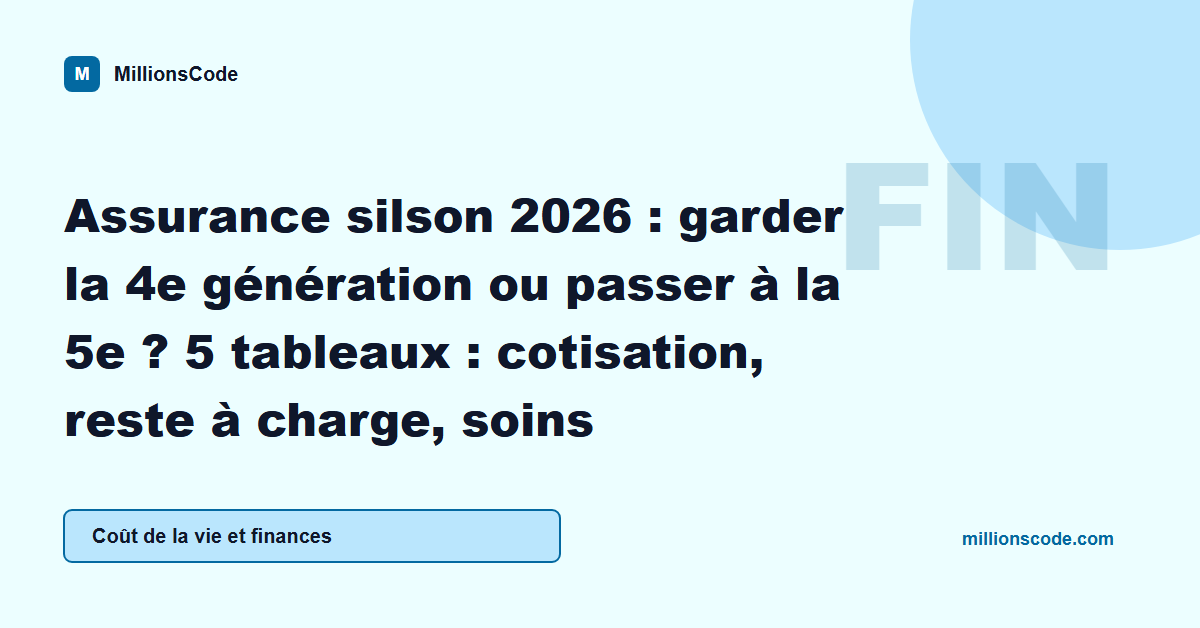 Assurance silson 2026 : garder la 4e génération ou passer à la 5e ? 5 tableaux : cotisation, reste à charge, soins