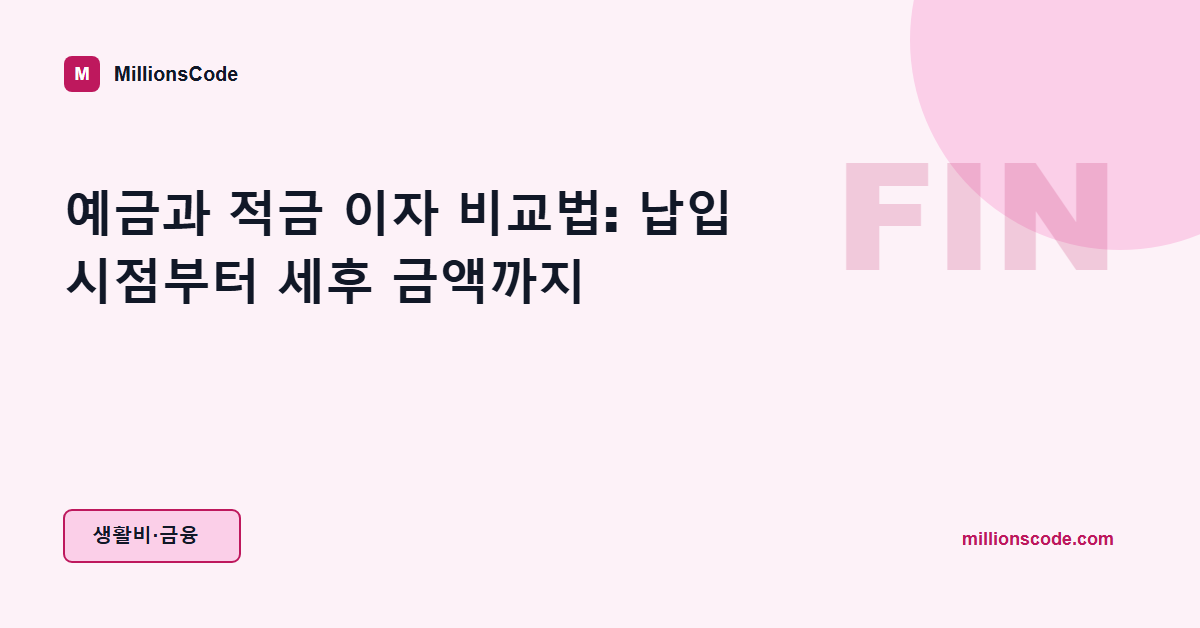 예금과 적금 이자 비교법: 납입 시점부터 세후 금액까지