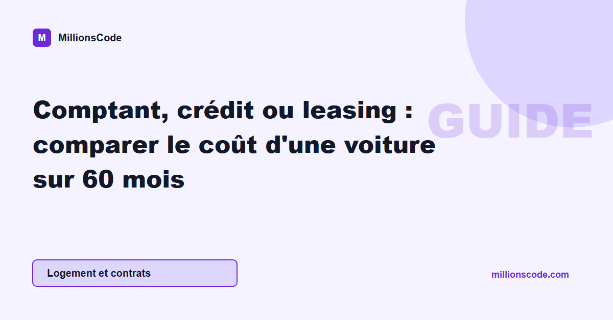 Comptant, crédit ou leasing : comparer le coût d'une voiture sur 60 mois