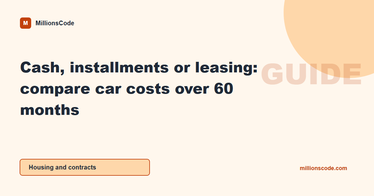 Cash, installments or leasing: compare car costs over 60 months