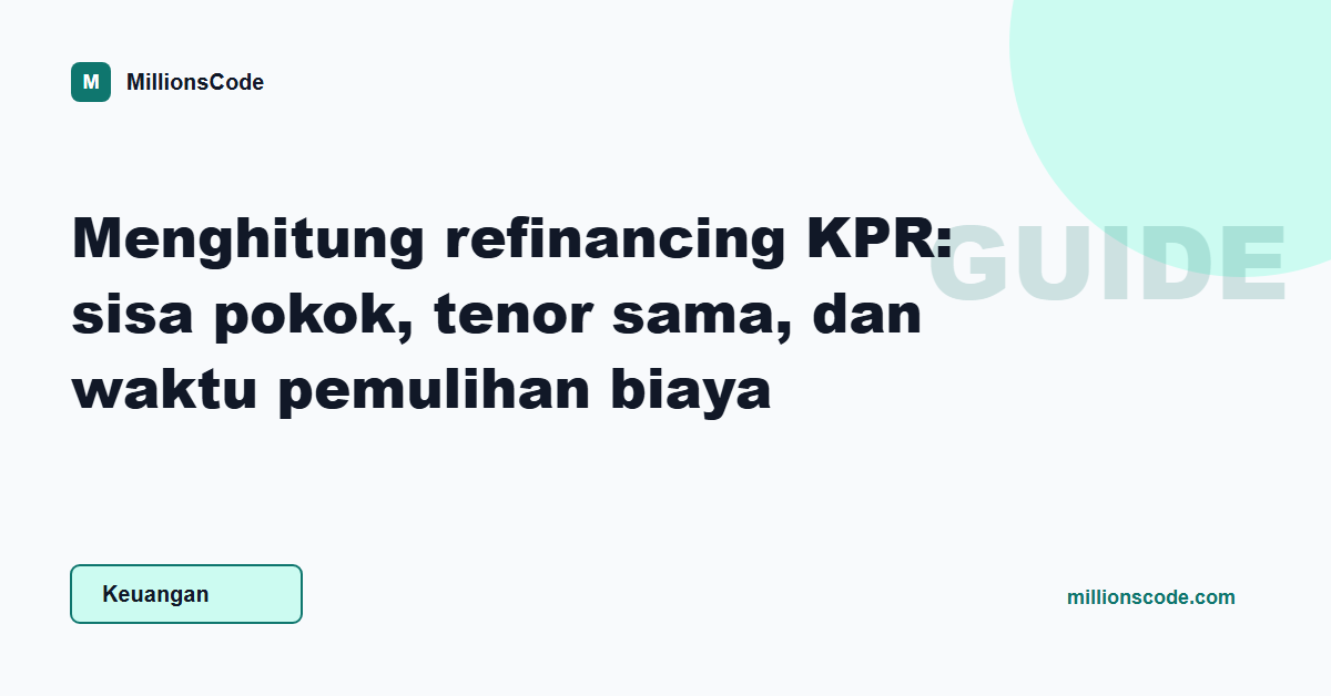 Menghitung refinancing KPR: sisa pokok, tenor sama, dan waktu pemulihan biaya