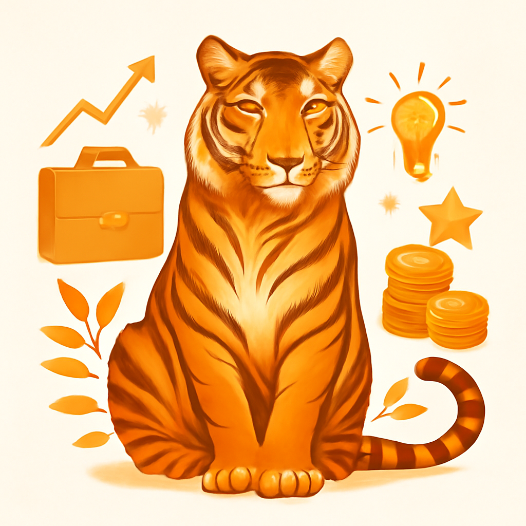 Today's fortune for the Tiger sign — illustration symbolizing career luck and challenge